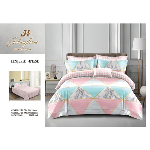 Lenjerie de Pat dublu, Bumbac Satinat Superior,4 Piese Cearceaf de pat 240 x 250 cm, A50-38 Lenjerie de Pat dublu, Bumbac Satinat Superior,4 Piese Cearceaf de pat 240 x 250 cm, A50-38