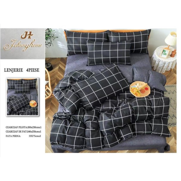 Lenjerie de Pat dublu, Bumbac Satinat Superior,4 Piese Cearceaf de pat 240 x 250 cm, A50-44 Lenjerie de Pat dublu, Bumbac Satinat Superior,4 Piese Cearceaf de pat 240 x 250 cm, A50-44