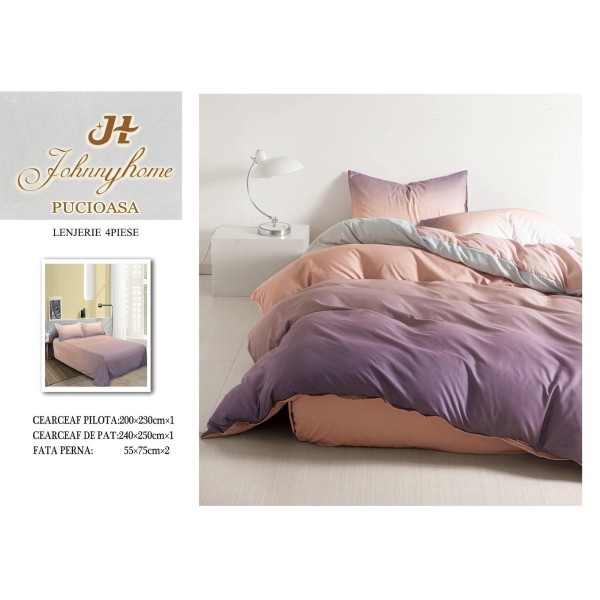 Lenjerie de Pat dublu, Bumbac Satinat Superior,4 Piese Cearceaf de pat 240 x 250 cm, A50-54 Lenjerie de Pat dublu, Bumbac Satinat Superior,4 Piese Cearceaf de pat 240 x 250 cm, A50-54