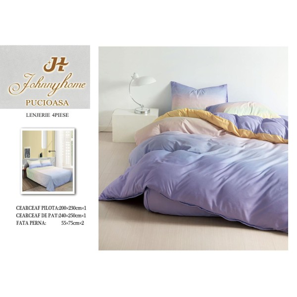 Lenjerie de Pat dublu, Bumbac Satinat Superior,4 Piese Cearceaf de pat 240 x 250 cm, A50-55 Lenjerie de Pat dublu, Bumbac Satinat Superior,4 Piese Cearceaf de pat 240 x 250 cm, A50-55