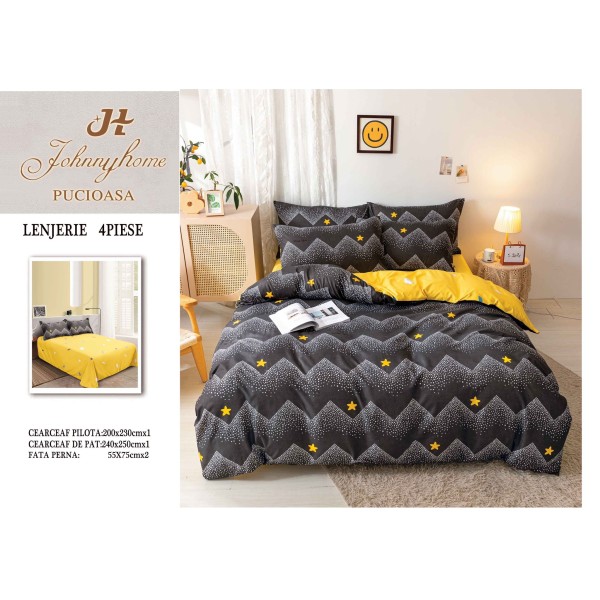 Lenjerie de Pat dublu, Bumbac Satinat Superior,4 Piese Cearceaf de pat 240 x 250 cm, A50-57 Lenjerie de Pat dublu, Bumbac Satinat Superior,4 Piese Cearceaf de pat 240 x 250 cm, A50-57