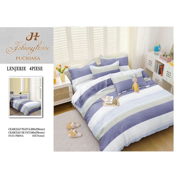 Lenjerie de Pat dublu, Bumbac Satinat Superior,4 Piese Cearceaf de pat 240 x 250 cm, A50-58 Lenjerie de Pat dublu, Bumbac Satinat Superior,4 Piese Cearceaf de pat 240 x 250 cm, A50-58