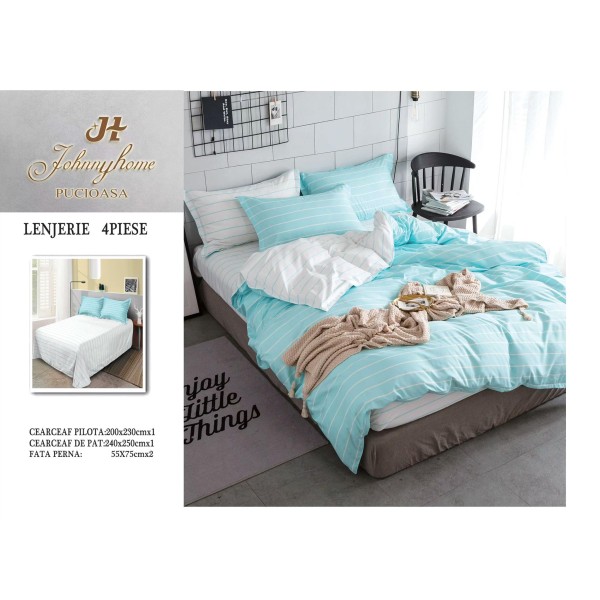 Lenjerie de Pat dublu, Bumbac Satinat Superior,4 Piese Cearceaf de pat 240 x 250 cm, A50-68 Lenjerie de Pat dublu, Bumbac Satinat Superior,4 Piese Cearceaf de pat 240 x 250 cm, A50-68