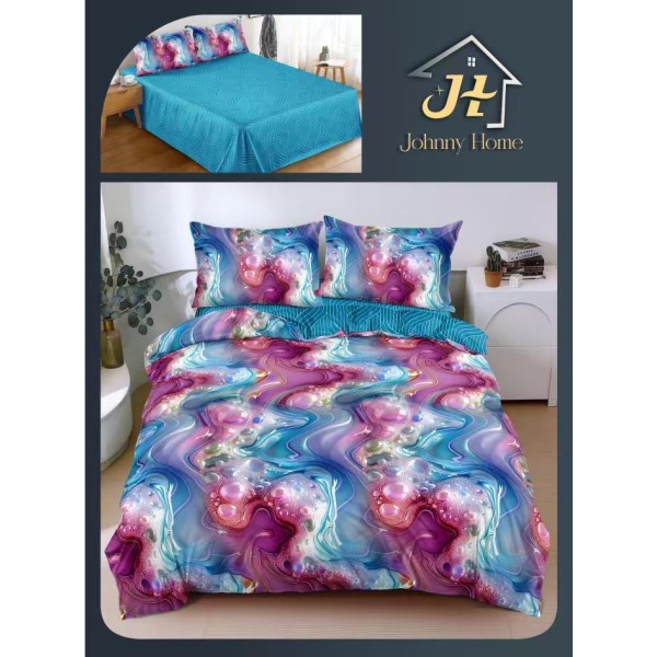 Lenjerie de Pat dublu, Bumbac Satinat Superior,4 Piese Cearceaf de pat 240 x 250 cm, A50-99