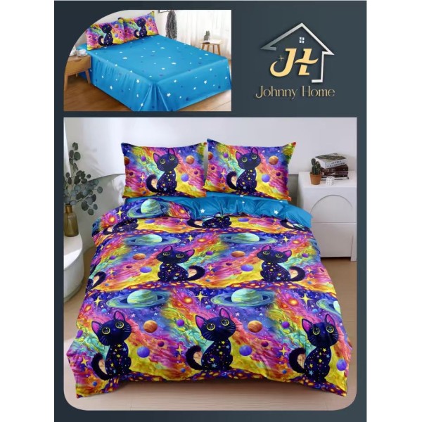 Lenjerie de Pat dublu, Bumbac Satinat Superior,4 Piese Cearceaf de pat 240 x 250 cm, A50-100