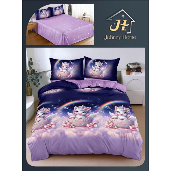 Lenjerie de Pat dublu, Bumbac Satinat Superior,4 Piese Cearceaf de pat 240 x 250 cm, A50-103