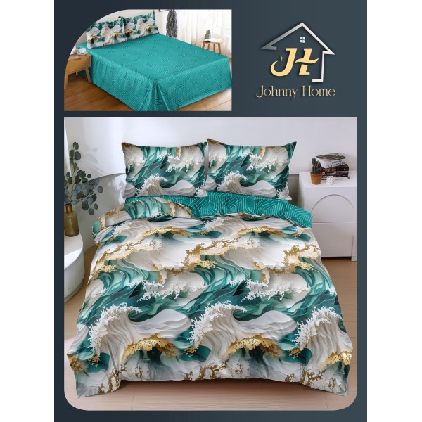 Lenjerie de Pat dublu, Bumbac Satinat Superior,4 Piese Cearceaf de pat 240 x 250 cm, A50-104