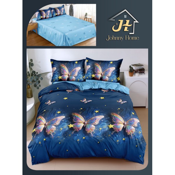 Lenjerie de Pat dublu, Bumbac Satinat Superior,4 Piese Cearceaf de pat 240 x 250 cm, A50-105