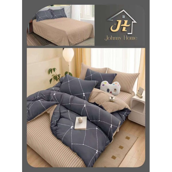 Lenjerie de Pat dublu, Bumbac Satinat Superior,4 Piese Cearceaf de pat 240 x 250 cm, A50-113