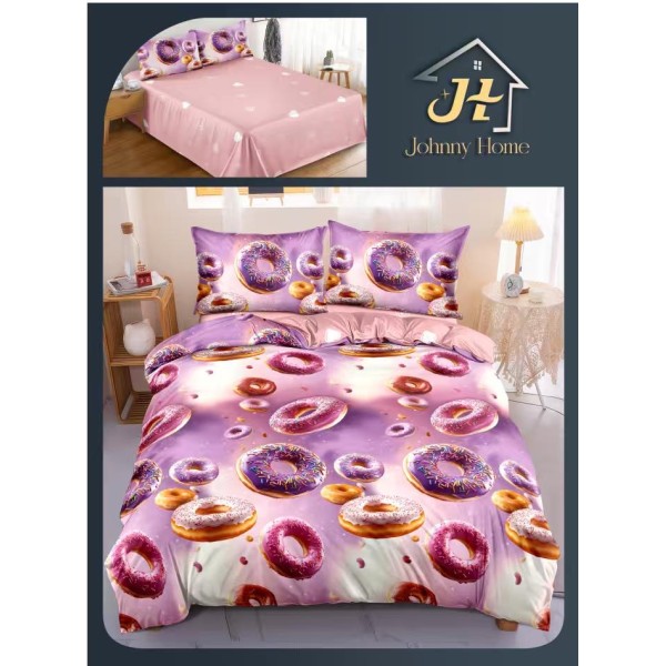 Lenjerie de Pat dublu, Bumbac Satinat Superior,4 Piese Cearceaf de pat 240 x 250 cm, A50-121