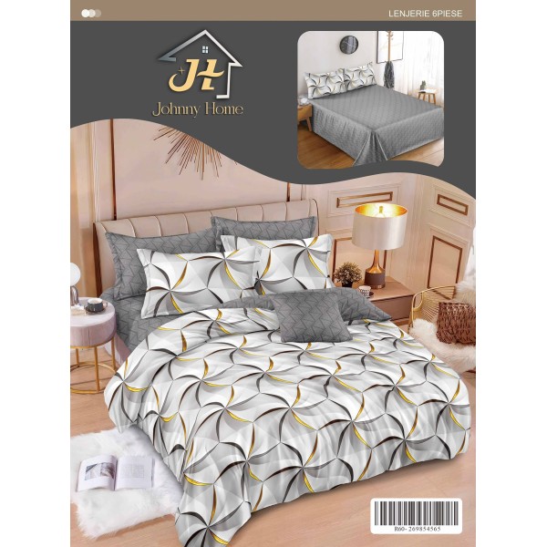 Lenjerie de pat dublu Din Finet, 6 piese, Pentru pat de 2 persoane, 240x250 cm R60-31 Lenjerie de pat dublu Din Finet, 6 piese, Pentru pat de 2 persoane, 240x250 cm R60-31