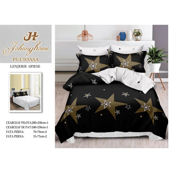 Lenjerie de pat dublu Din Finet, 6 piese, Pentru pat de 2 persoane, 240x250 cm R60-32 Lenjerie de pat dublu Din Finet, 6 piese, Pentru pat de 2 persoane, 240x250 cm R60-32