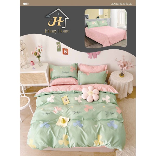 Lenjerie de pat dublu Din Finet, 6 piese, Pentru pat de 2 persoane, 240x250 cm R60-40 Lenjerie de pat dublu Din Finet, 6 piese, Pentru pat de 2 persoane, 240x250 cm R60-40