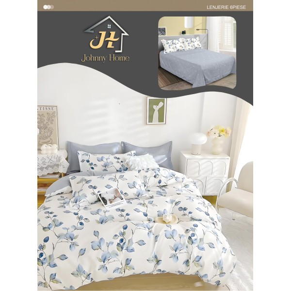 Lenjerie de pat dublu Din Finet, 6 piese, Pentru pat de 2 persoane, 240x250 cm R60-49 Lenjerie de pat dublu Din Finet, 6 piese, Pentru pat de 2 persoane, 240x250 cm R60-49