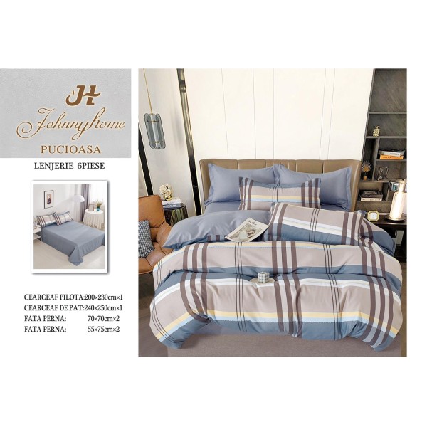 Lenjerie de pat dublu Din Finet, 6 piese, Pentru pat de 2 persoane, 240x250 cm R60-50 Lenjerie de pat dublu Din Finet, 6 piese, Pentru pat de 2 persoane, 240x250 cm R60-50