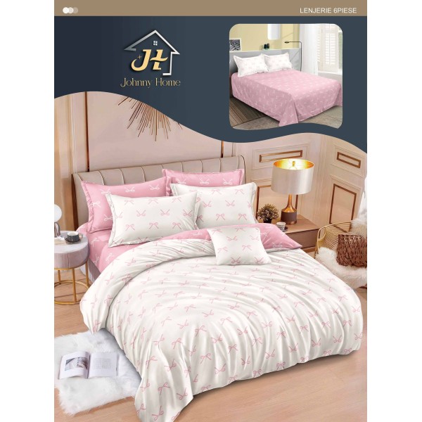 Lenjerie de pat dublu Din Finet, 6 piese, Pentru pat de 2 persoane, 240x250 cm R60-52 Lenjerie de pat dublu Din Finet, 6 piese, Pentru pat de 2 persoane, 240x250 cm R60-52