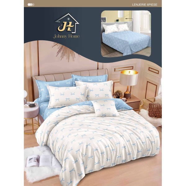 Lenjerie de pat dublu Din Finet, 6 piese, Pentru pat de 2 persoane, 240x250 cm R60-53 Lenjerie de pat dublu Din Finet, 6 piese, Pentru pat de 2 persoane, 240x250 cm R60-53