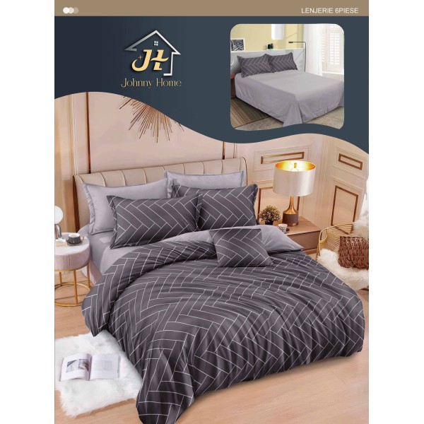Lenjerie de pat dublu Din Finet, 6 piese, Pentru pat de 2 persoane, 240x250 cm R60-54 Lenjerie de pat dublu Din Finet, 6 piese, Pentru pat de 2 persoane, 240x250 cm R60-54