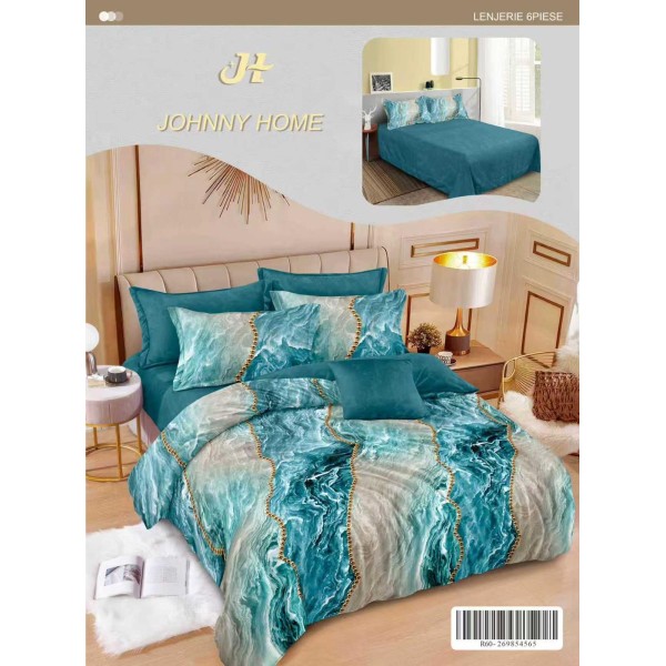 Lenjerie de pat dublu Din Finet, 6 piese, Pentru pat de 2 persoane, 240x250 cm R60-55 Lenjerie de pat dublu Din Finet, 6 piese, Pentru pat de 2 persoane, 240x250 cm R60-55