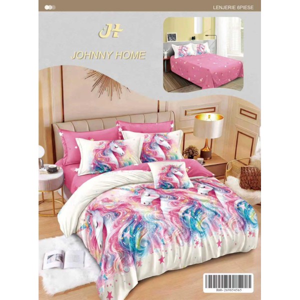 Lenjerie de pat dublu Din Finet, 6 piese, Pentru pat de 2 persoane, 240x250 cm R60-56 Lenjerie de pat dublu Din Finet, 6 piese, Pentru pat de 2 persoane, 240x250 cm R60-56