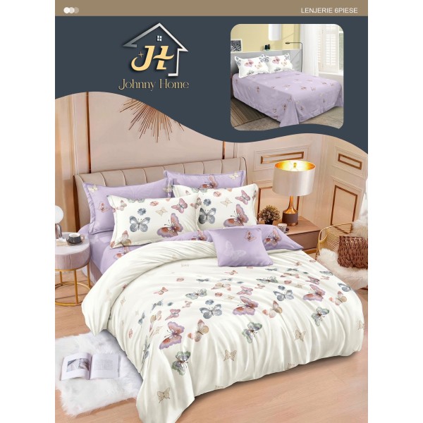 Lenjerie de pat dublu Din Finet, 6 piese, Pentru pat de 2 persoane, 240x250 cm R60-57 Lenjerie de pat dublu Din Finet, 6 piese, Pentru pat de 2 persoane, 240x250 cm R60-57