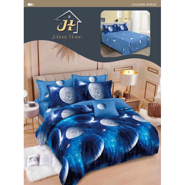Lenjerie de pat dublu Din Finet, 6 piese, Pentru pat de 2 persoane, 240x250 cm R60-58 Lenjerie de pat dublu Din Finet, 6 piese, Pentru pat de 2 persoane, 240x250 cm R60-58