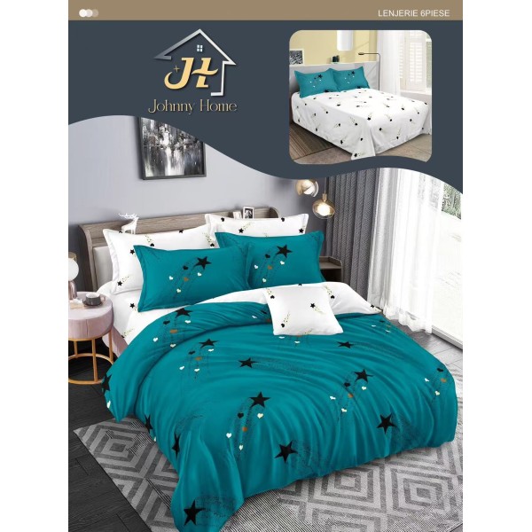 Lenjerie de pat dublu Din Finet, 6 piese, Pentru pat de 2 persoane, 240x250 cm R60-62 Lenjerie de pat dublu Din Finet, 6 piese, Pentru pat de 2 persoane, 240x250 cm R60-62