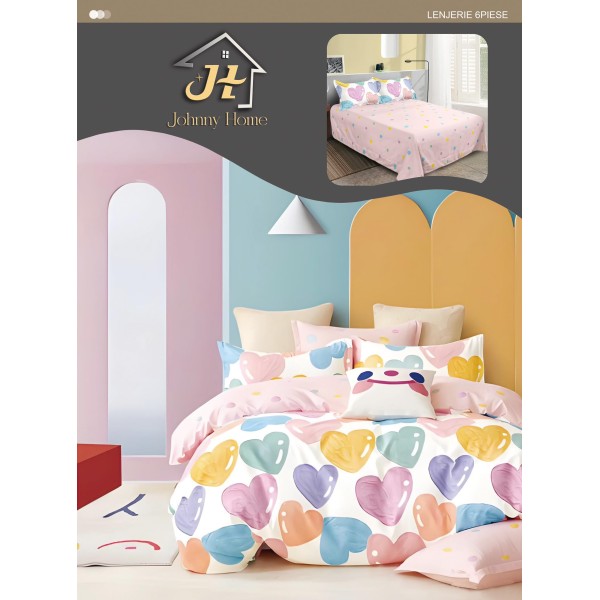 Lenjerie de pat dublu Din Finet, 6 piese, Pentru pat de 2 persoane, 240x250 cm R60-63 Lenjerie de pat dublu Din Finet, 6 piese, Pentru pat de 2 persoane, 240x250 cm R60-63