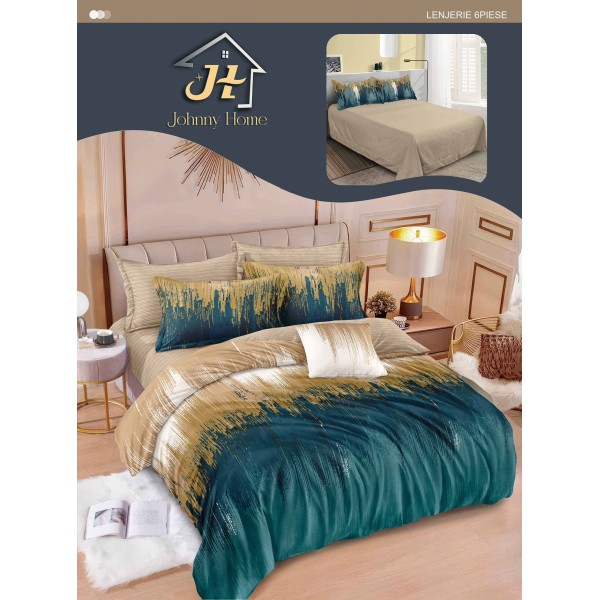Lenjerie de pat dublu Din Finet, 6 piese, Pentru pat de 2 persoane, 240x250 cm R60-65 Lenjerie de pat dublu Din Finet, 6 piese, Pentru pat de 2 persoane, 240x250 cm R60-65