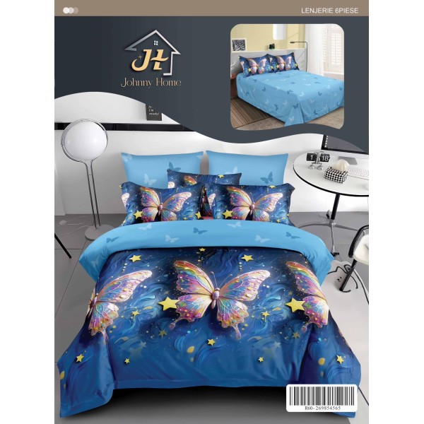 Lenjerie de pat dublu Din Finet, 6 piese, Pentru pat de 2 persoane, 240x250 cm R60-69 Lenjerie de pat dublu Din Finet, 6 piese, Pentru pat de 2 persoane, 240x250 cm R60-69