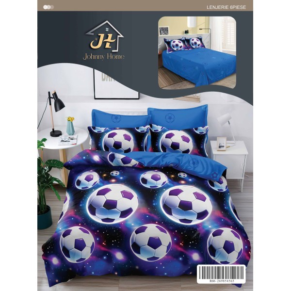 Lenjerie de pat dublu Din Finet, 6 piese, Pentru pat de 2 persoane, 240x250 cm R60-70 Lenjerie de pat dublu Din Finet, 6 piese, Pentru pat de 2 persoane, 240x250 cm R60-70