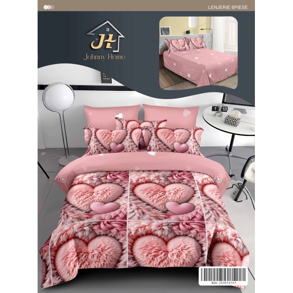 Lenjerie de pat dublu Din Finet, 6 piese, Pentru pat de 2 persoane, 240x250 cm R60-71 Lenjerie de pat dublu Din Finet, 6 piese, Pentru pat de 2 persoane, 240x250 cm R60-71