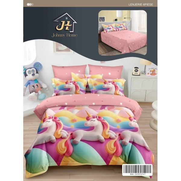 Lenjerie de pat dublu Din Finet, 6 piese, Pentru pat de 2 persoane, 240x250 cm R60-73 Lenjerie de pat dublu Din Finet, 6 piese, Pentru pat de 2 persoane, 240x250 cm R60-73