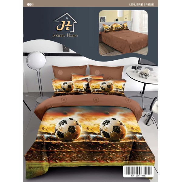 Lenjerie de pat dublu Din Finet, 6 piese, Pentru pat de 2 persoane, 240x250 cm R60-75 Lenjerie de pat dublu Din Finet, 6 piese, Pentru pat de 2 persoane, 240x250 cm R60-75