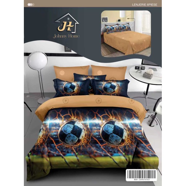 Lenjerie de pat dublu Din Finet, 6 piese, Pentru pat de 2 persoane, 240x250 cm R60-76 Lenjerie de pat dublu Din Finet, 6 piese, Pentru pat de 2 persoane, 240x250 cm R60-76