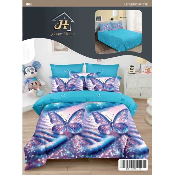 Lenjerie de pat dublu Din Finet, 6 piese, Pentru pat de 2 persoane, 240x250 cm R60-77 Lenjerie de pat dublu Din Finet, 6 piese, Pentru pat de 2 persoane, 240x250 cm R60-77