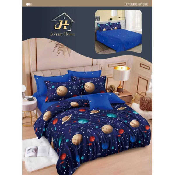Lenjerie de pat dublu Din Finet, 6 piese, Pentru pat de 2 persoane, 240x250 cm R60-78 Lenjerie de pat dublu Din Finet, 6 piese, Pentru pat de 2 persoane, 240x250 cm R60-78