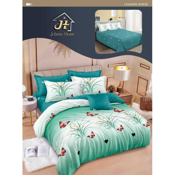 Lenjerie de pat dublu Din Finet, 6 piese, Pentru pat de 2 persoane, 240x250 cm R60-79 Lenjerie de pat dublu Din Finet, 6 piese, Pentru pat de 2 persoane, 240x250 cm R60-79