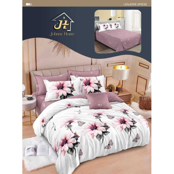 Lenjerie de pat dublu Din Finet, 6 piese, Pentru pat de 2 persoane, 240x250 cm R60-80 Lenjerie de pat dublu Din Finet, 6 piese, Pentru pat de 2 persoane, 240x250 cm R60-80