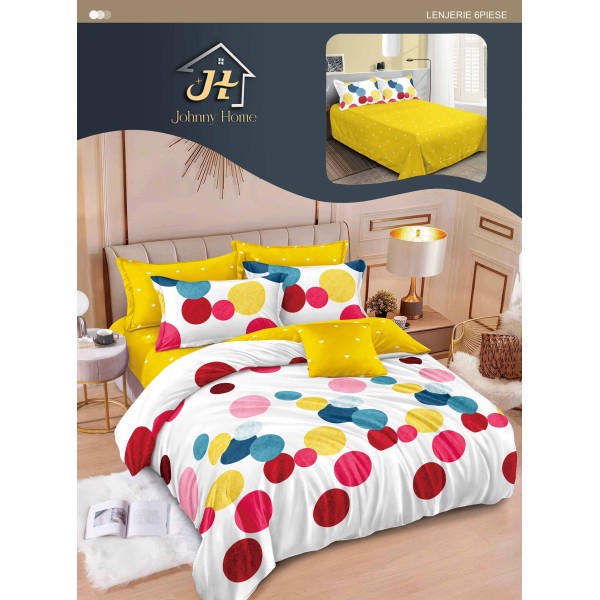 Lenjerie de pat dublu Din Finet, 6 piese, Pentru pat de 2 persoane, 240x250 cm R60-81 Lenjerie de pat dublu Din Finet, 6 piese, Pentru pat de 2 persoane, 240x250 cm R60-81