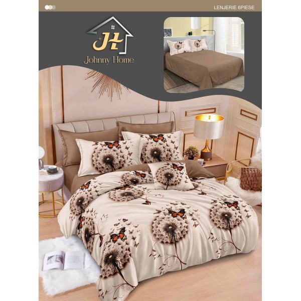 Lenjerie de pat dublu Din Finet, 6 piese, Pentru pat de 2 persoane, 240x250 cm R60-82 Lenjerie de pat dublu Din Finet, 6 piese, Pentru pat de 2 persoane, 240x250 cm R60-82