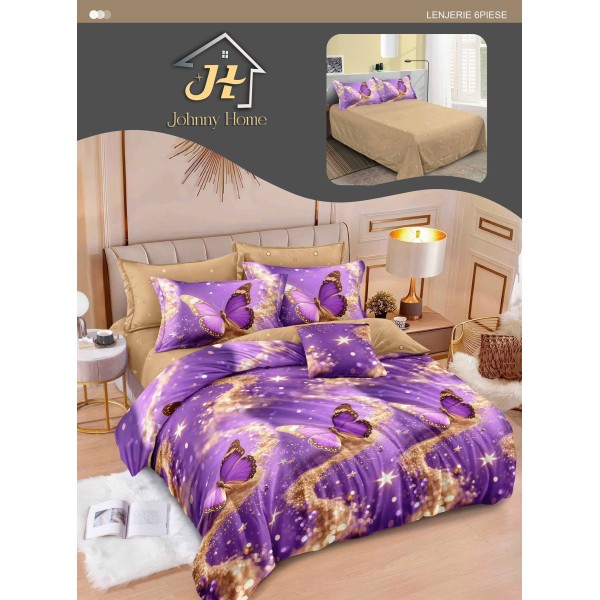 Lenjerie de pat dublu Din Finet, 6 piese, Pentru pat de 2 persoane, 240x250 cm R60-85 Lenjerie de pat dublu Din Finet, 6 piese, Pentru pat de 2 persoane, 240x250 cm R60-85