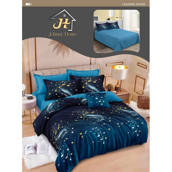 Lenjerie de pat dublu Din Finet, 6 piese, Pentru pat de 2 persoane, 240x250 cm R60-86 Lenjerie de pat dublu Din Finet, 6 piese, Pentru pat de 2 persoane, 240x250 cm R60-86