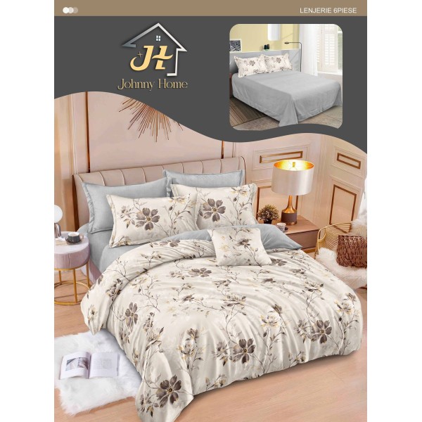 Lenjerie de pat dublu Din Finet, 6 piese, Pentru pat de 2 persoane, 240x250 cm R60-87 Lenjerie de pat dublu Din Finet, 6 piese, Pentru pat de 2 persoane, 240x250 cm R60-87