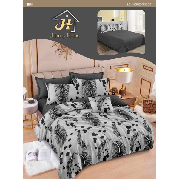 Lenjerie de pat dublu Din Finet, 6 piese, Pentru pat de 2 persoane, 240x250 cm R60-89 Lenjerie de pat dublu Din Finet, 6 piese, Pentru pat de 2 persoane, 240x250 cm R60-89