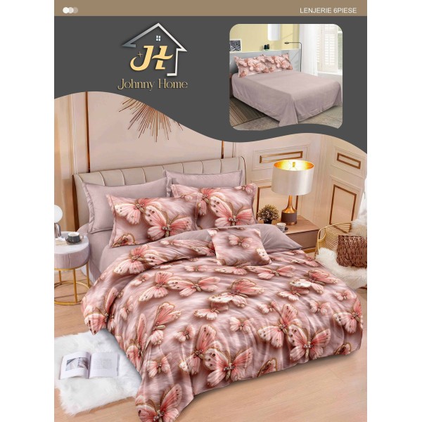 Lenjerie de pat dublu Din Finet, 6 piese, Pentru pat de 2 persoane, 240x250 cm R60-90 Lenjerie de pat dublu Din Finet, 6 piese, Pentru pat de 2 persoane, 240x250 cm R60-90