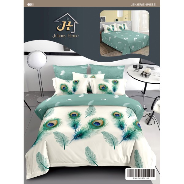 Lenjerie de pat dublu Din Finet, 6 piese, Pentru pat de 2 persoane, 240x250 cm R60-91 Lenjerie de pat dublu Din Finet, 6 piese, Pentru pat de 2 persoane, 240x250 cm R60-91