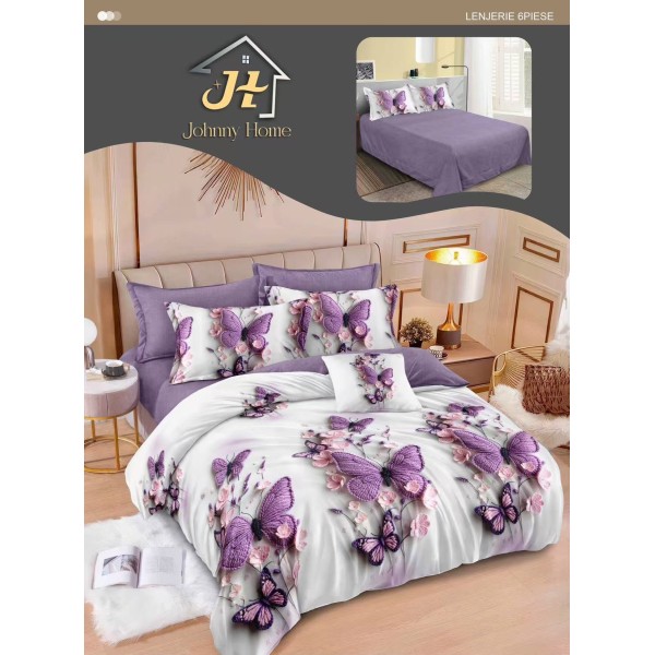Lenjerie de pat dublu Din Finet, 6 piese, Pentru pat de 2 persoane, 240x250 cm R60-92 Lenjerie de pat dublu Din Finet, 6 piese, Pentru pat de 2 persoane, 240x250 cm R60-92