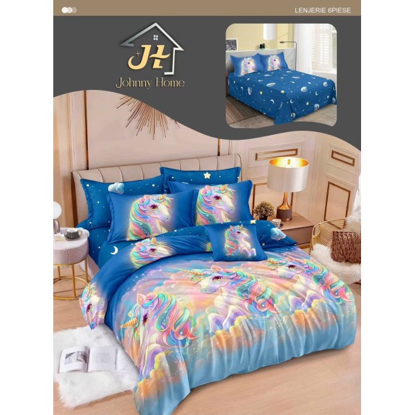 Lenjerie de pat dublu Din Finet, 6 piese, Pentru pat de 2 persoane, 240x250 cm R60-94 Lenjerie de pat dublu Din Finet, 6 piese, Pentru pat de 2 persoane, 240x250 cm R60-94