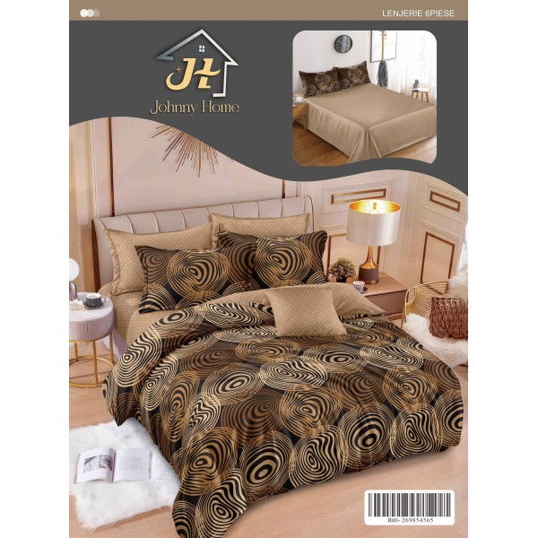 Lenjerie de pat dublu Din Finet, 6 piese, Pentru pat de 2 persoane, 240x250 cm R60-95 Lenjerie de pat dublu Din Finet, 6 piese, Pentru pat de 2 persoane, 240x250 cm R60-95
